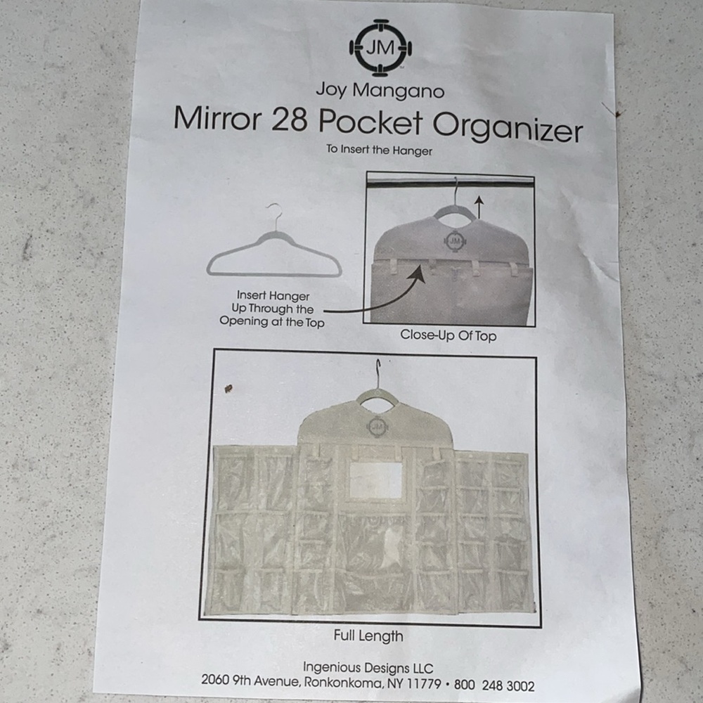 Joy Mangano Gray Mirror 28 Pocket Organizer